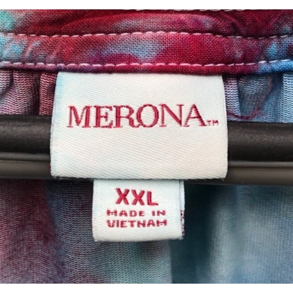 Womens Altered Merona Tie Dye Plus Size XXL Rayon T Shirt Turquoise Orange Green - Picture 2 of 3